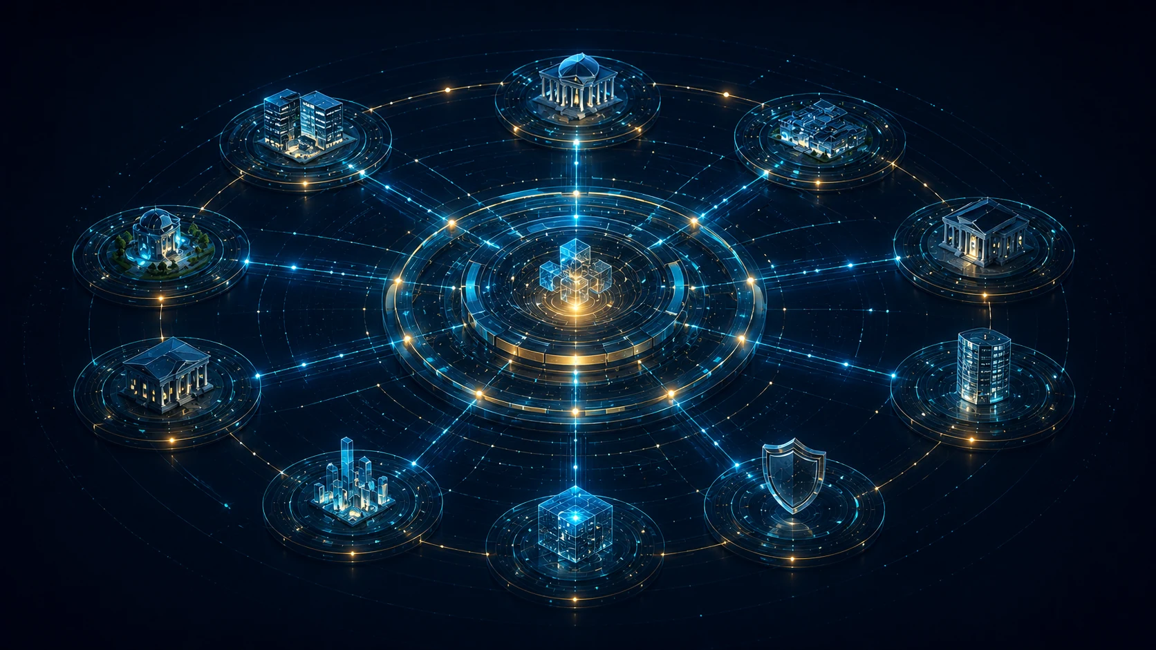 Partner ecosystem visual showing technical, public, academic and strategic partners around Multiversera