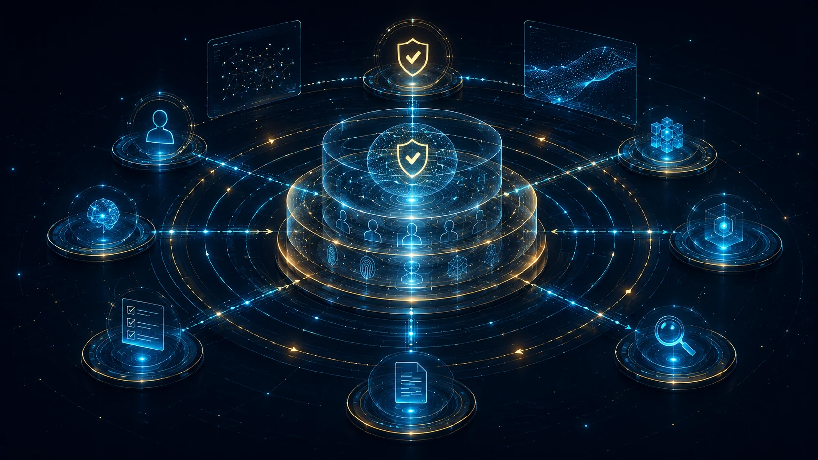 Trust Layer visual representing the trust layer of data protection, ethical AI and content accuracy